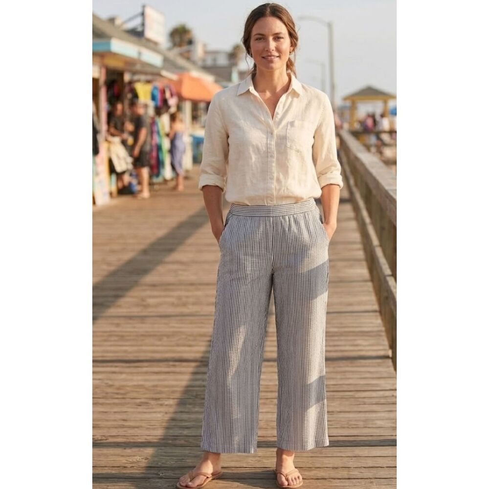 New Old Navy High-Waisted Striped Linen-Blend Wide-Leg Pant Women's Size XL - Picture 1 of 9